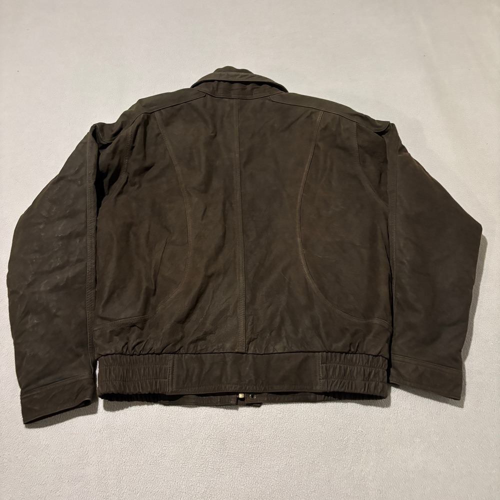 H.B. Leather Mens XL Brown Cowhide Nubuck Bomber Jacket Vintage Full Zip - Picture 6 of 8
